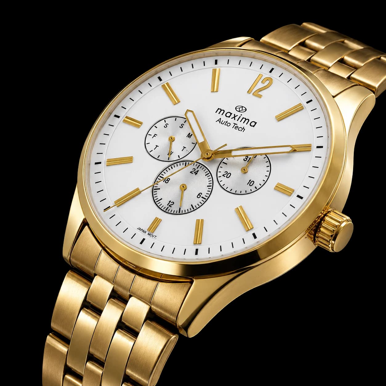 Maxima Apex Gold Sunray Analog Watch - Official Timepiece