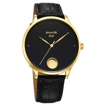 Sonata Classic Gold-Tone Champagne Dial Watch - Official Timepiece